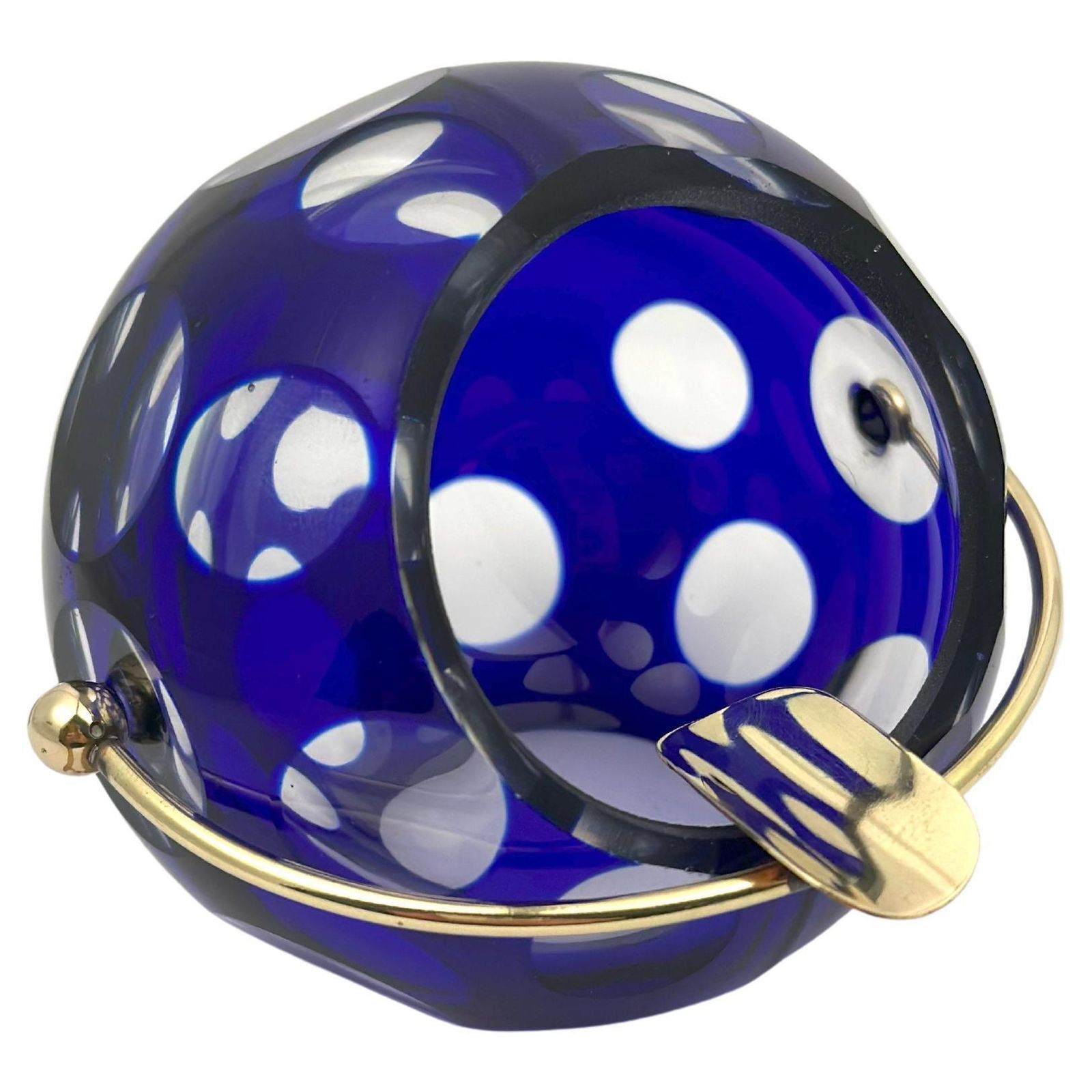 Cobalt Blue Cut To Clear Glass Ashtray By Marita Voigt, 1960s