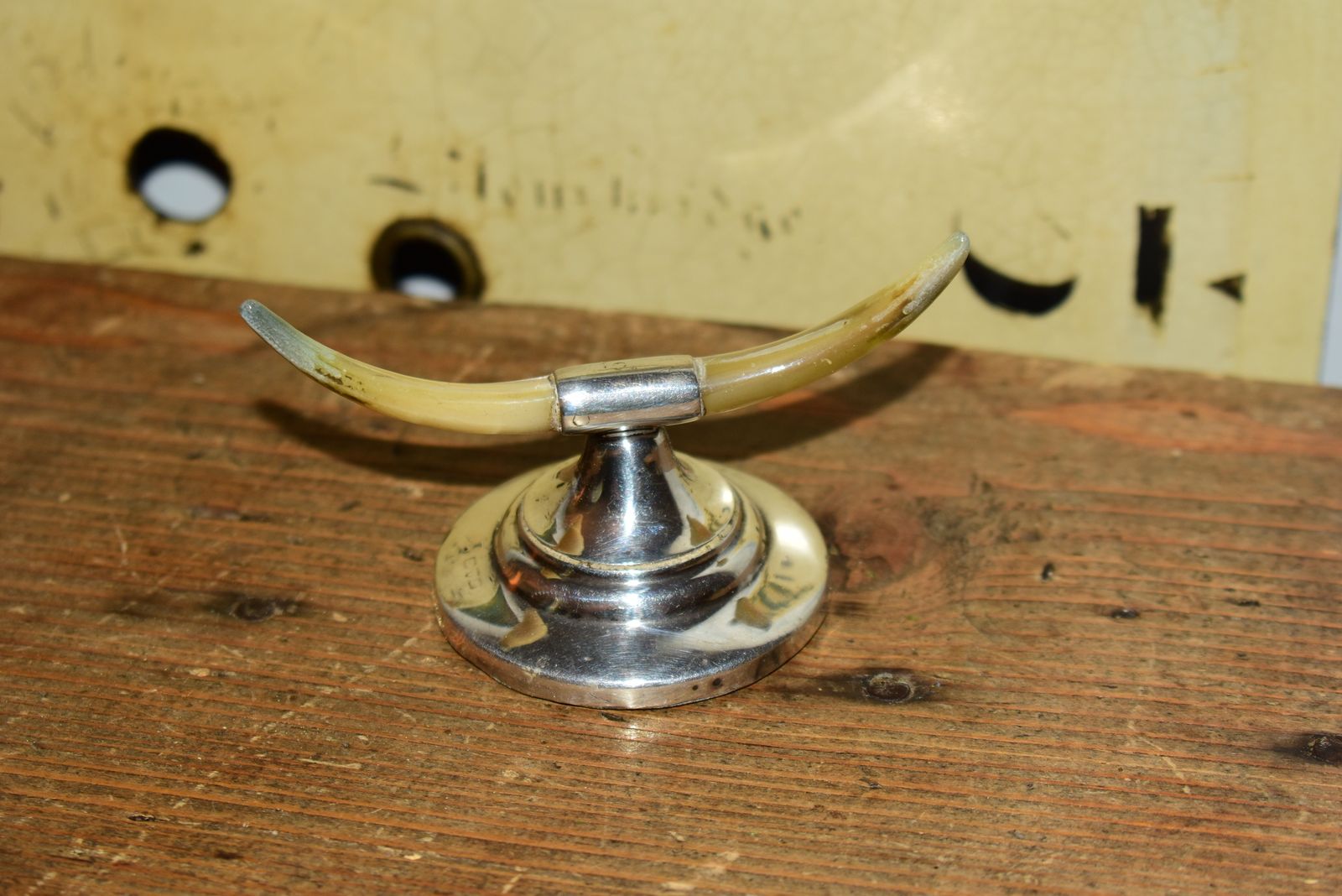 Home Decor Rare Edwardian Sterling Silver Twin Horn Ring Stand Or Dining Knife Rest Chester 1909 Rubbed Hallmarks photo