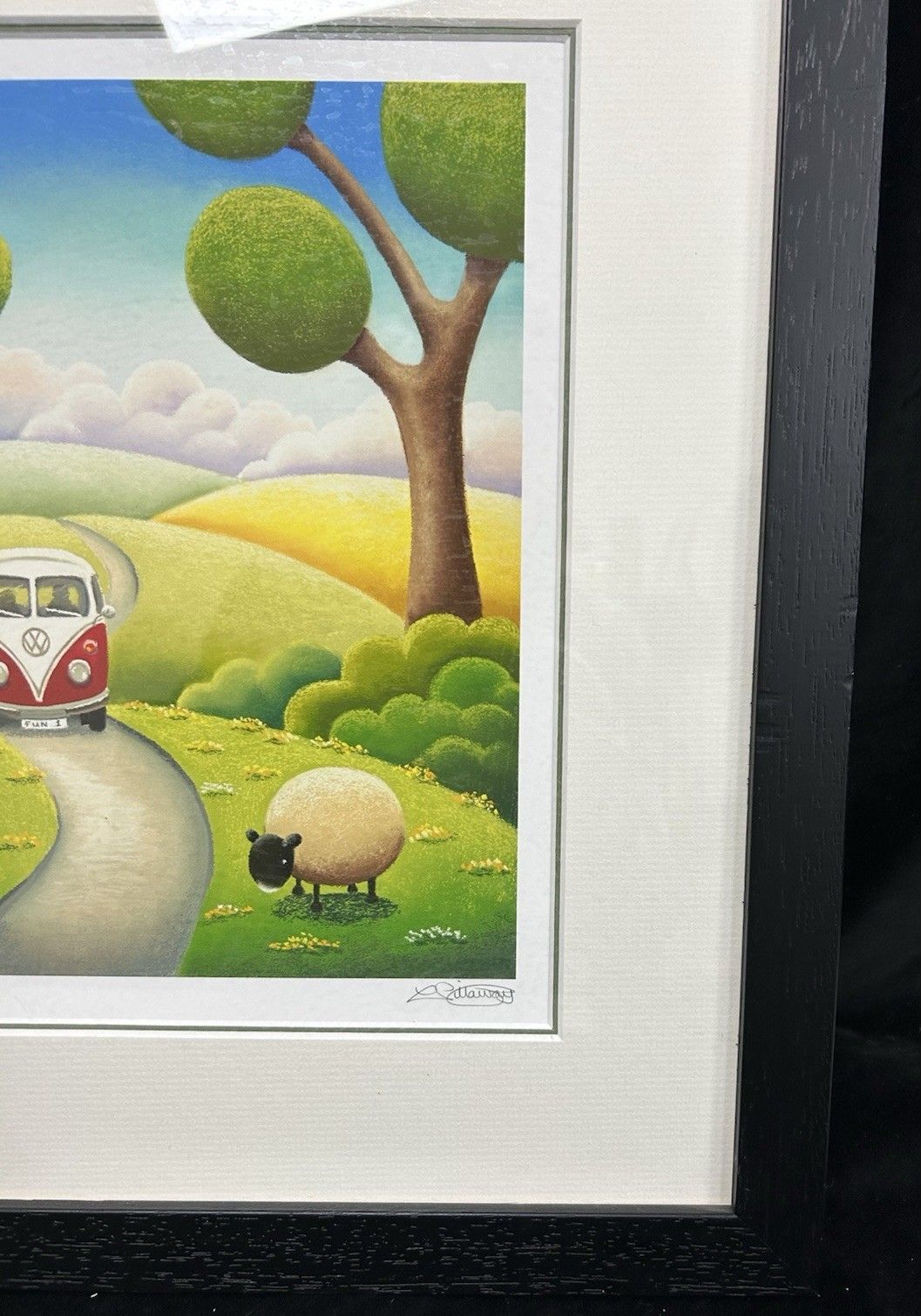 Lucy Pittaway Framed 'Road Trip' Signed Print Volkswagen Campervan Style photo Art