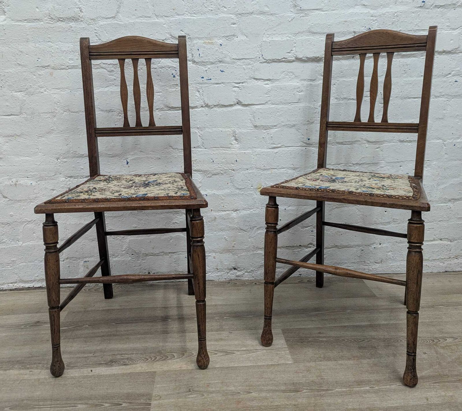 Pair Of Arts And Crafts Style Oak Side Chairs