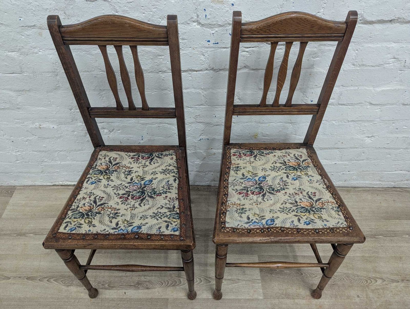 Pair Of Arts And Crafts Style Oak Side Chairs photo furniture