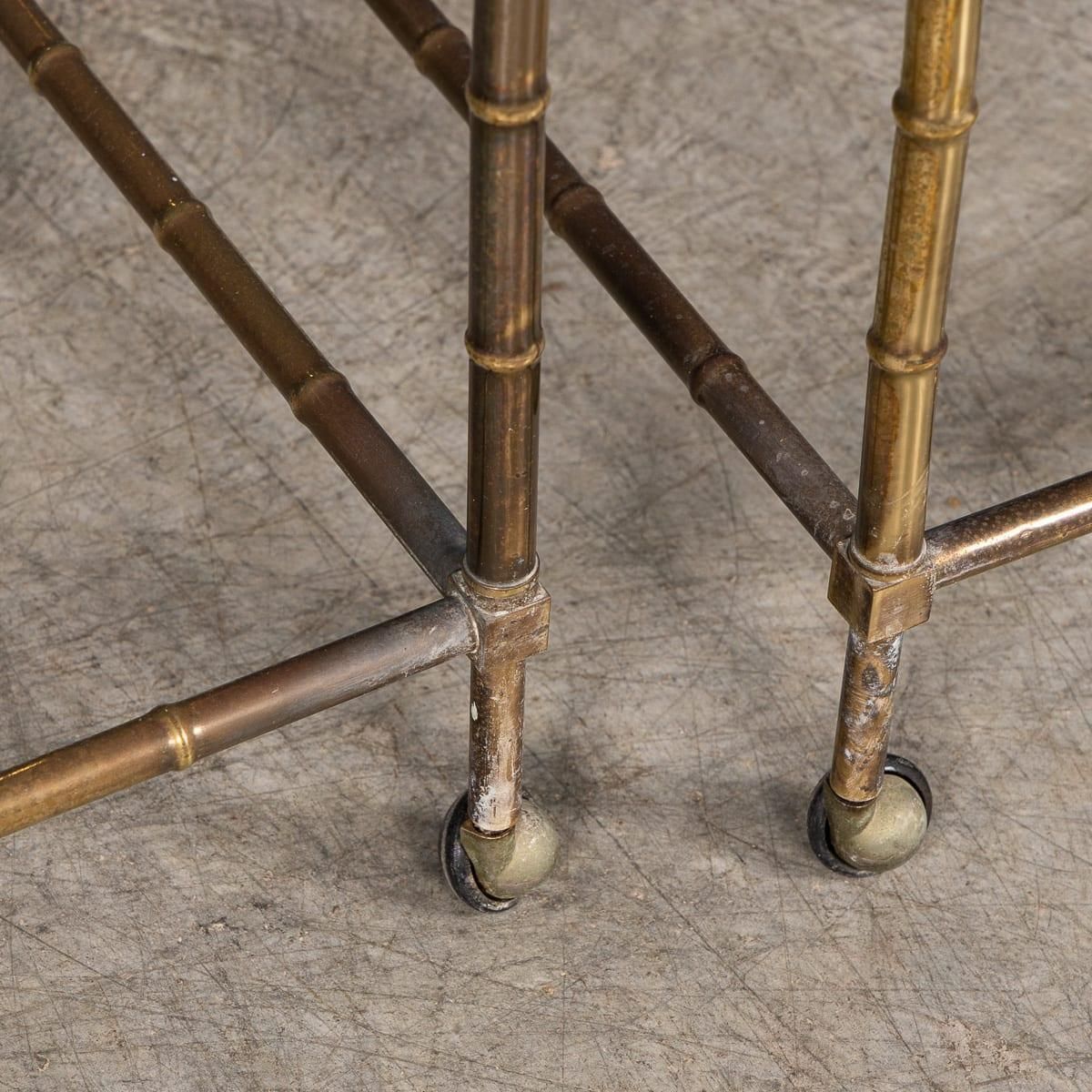 photo buy 20thc French Set Of Three Brass Faux Bamboo Nesting Tables By Maison Jansen