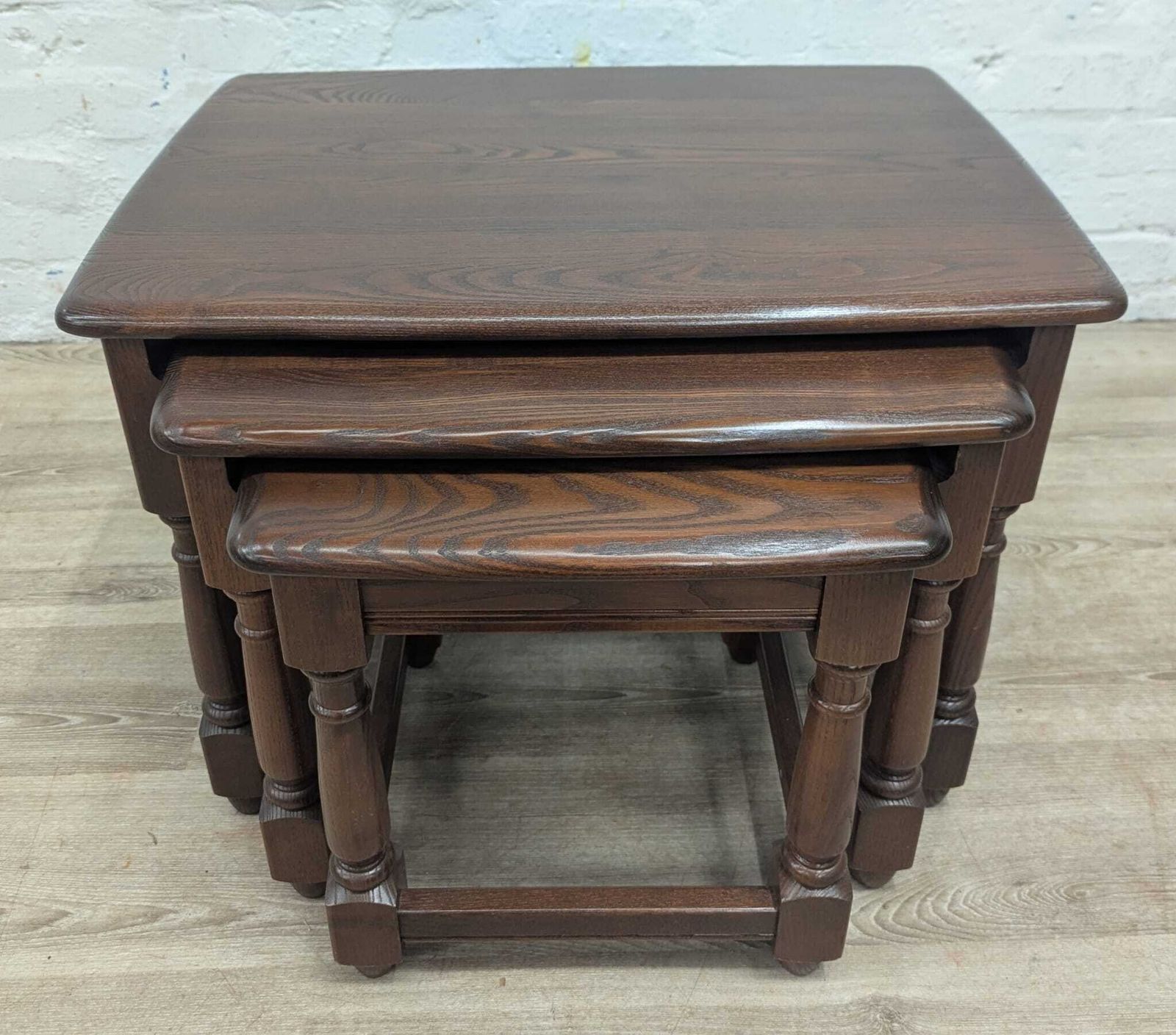Ercol Old Colonial Nest Of 3 Tables Dark Finish photo furniture