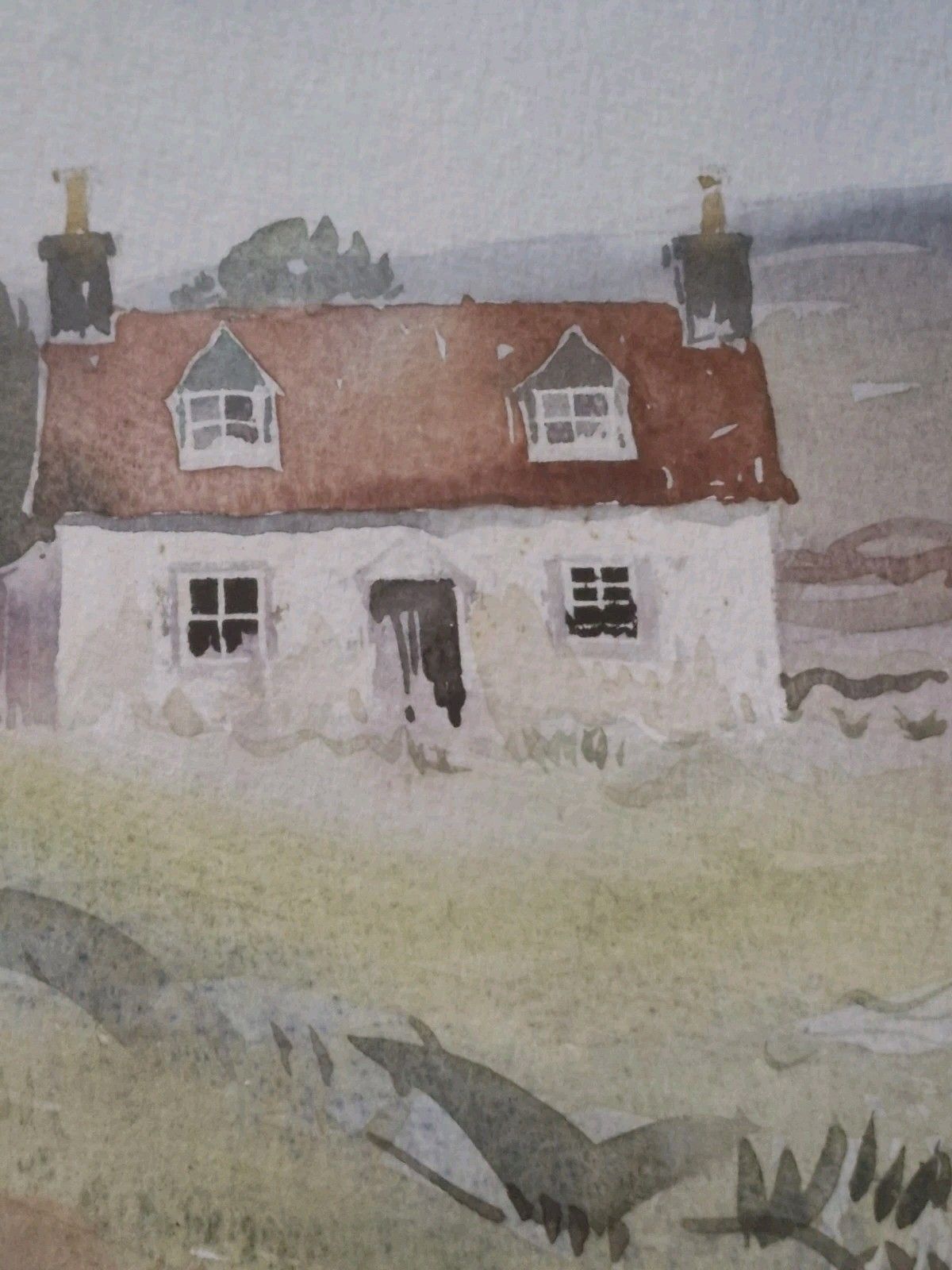 Vintage Alan Oliver Stamford Watercolour Crofters Cottage Highlands Scotland photo vinterior