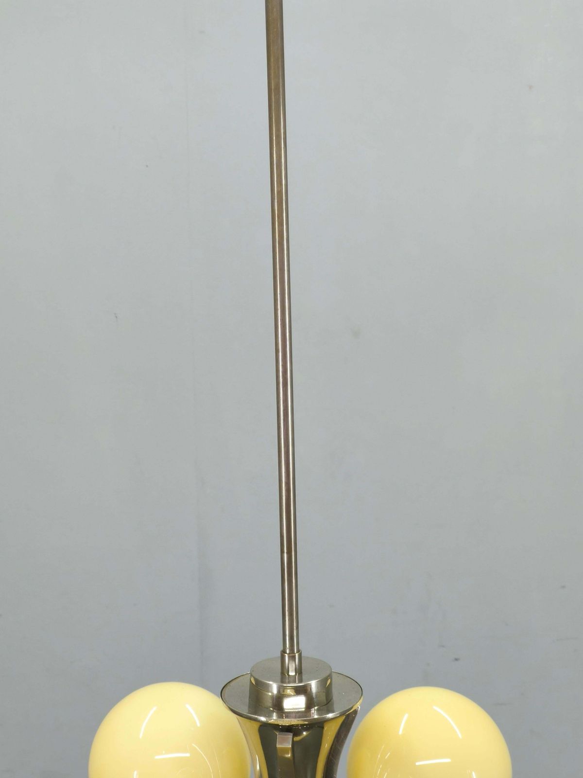 Art Deco Chrome And Opaline Glass Chandelier, 1930s photo vinterior