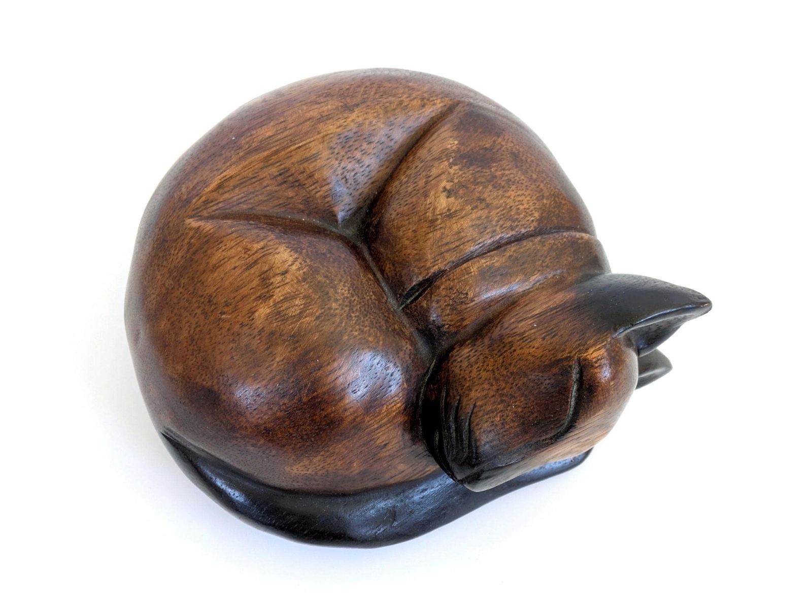 Midcentury Teak Sleeping Siamese Cat Figurine Bookend Paperweight, Scandinavian Wood Decor photo buy