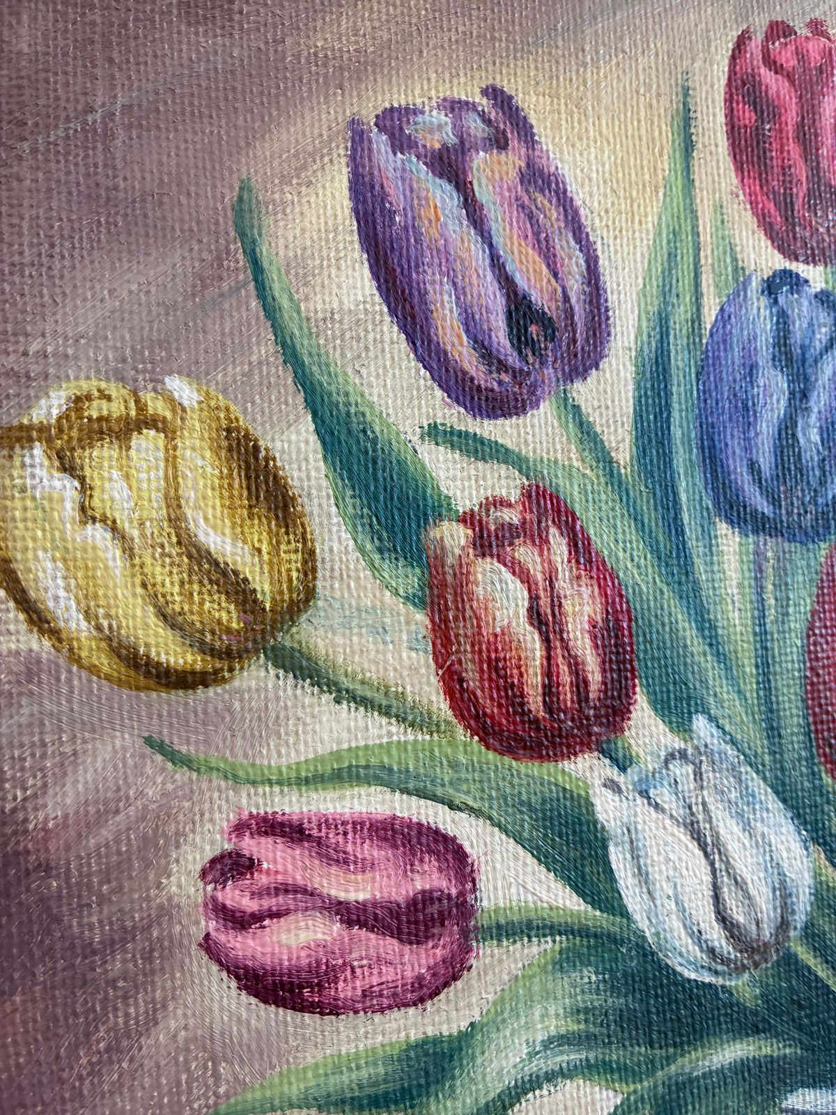 Vintage Original Flower Oil Painting, Floral Still Life Wall Art photo vinterior