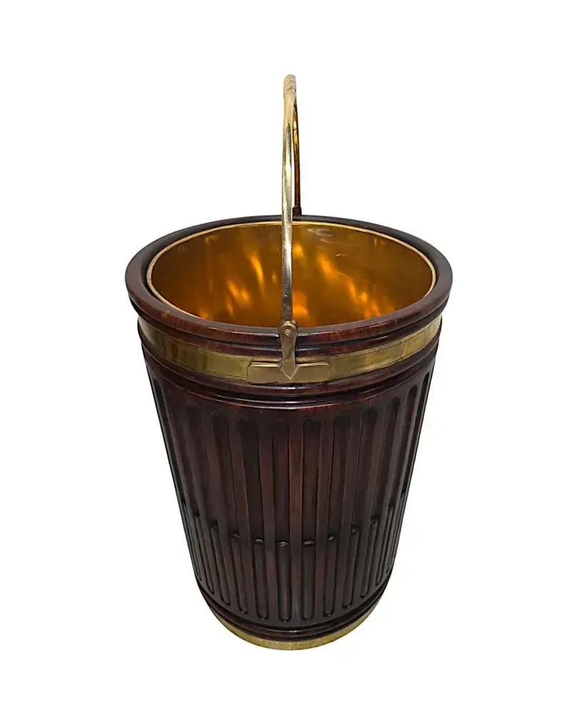 A Gorgeous Large 20th Century Irish Design Hand Made Peat And Log Bucket With Brass Liner And Fittings photo 1906.0