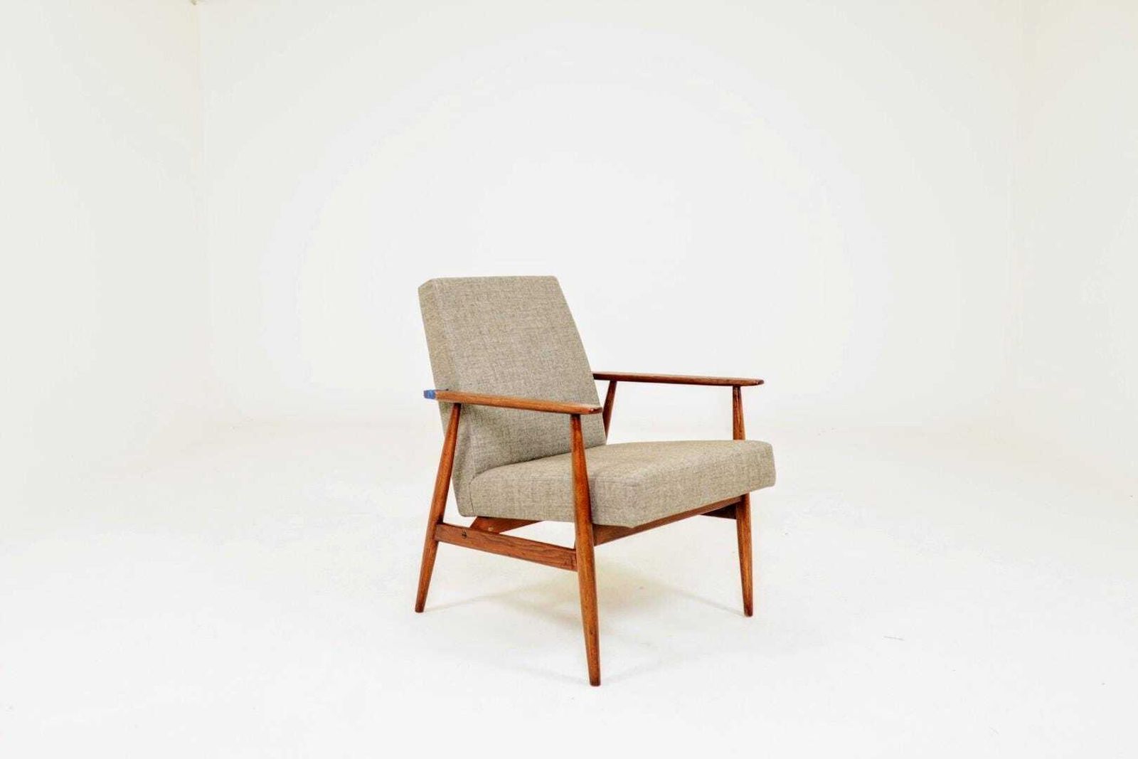 Scandinavian Lounge Chair Grey Soft Upholstery| Refurbished Vintage Armchair photo furniture
