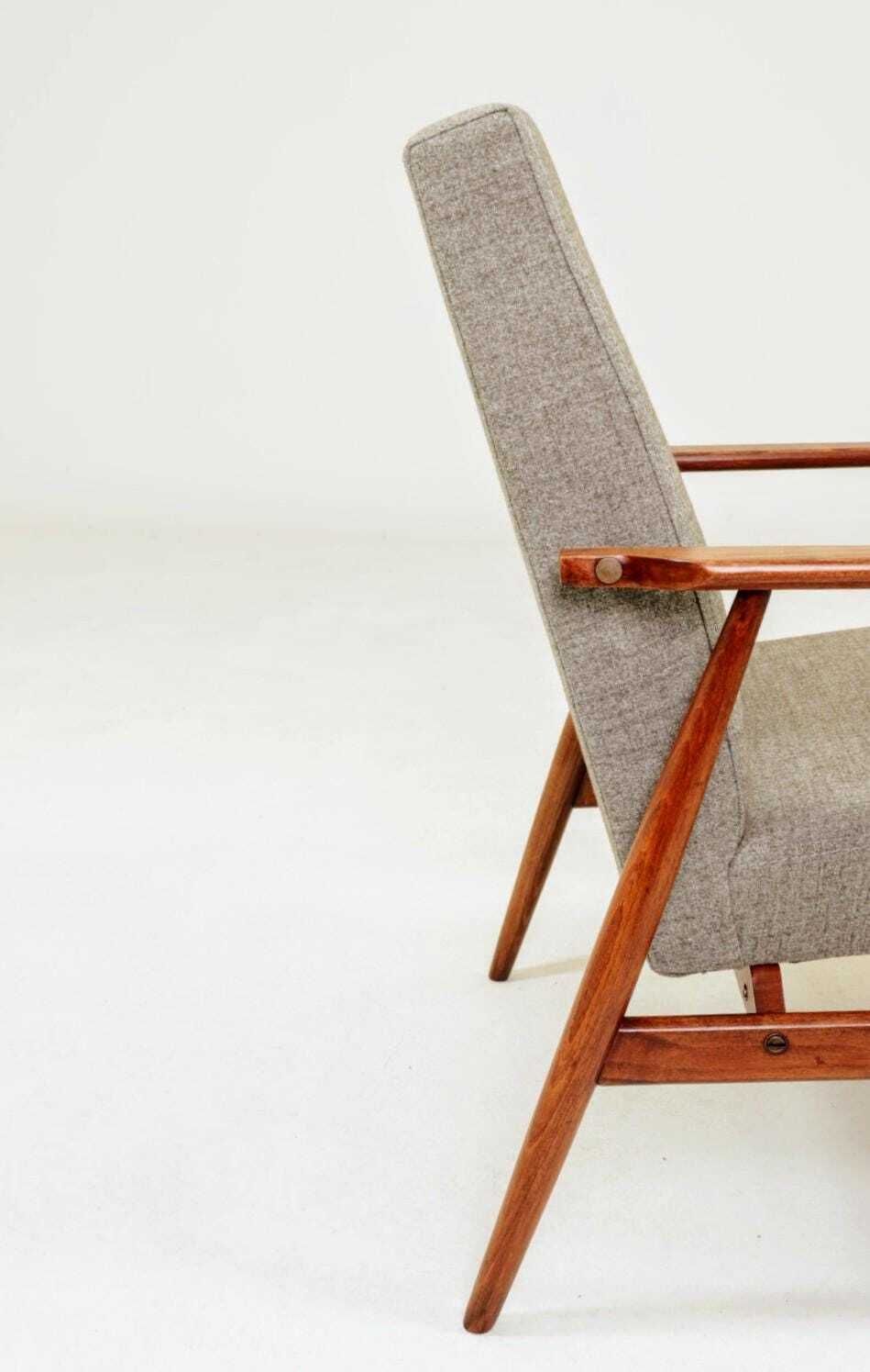 Scandinavian Lounge Chair Grey Soft Upholstery| Refurbished Vintage Armchair photo vintage