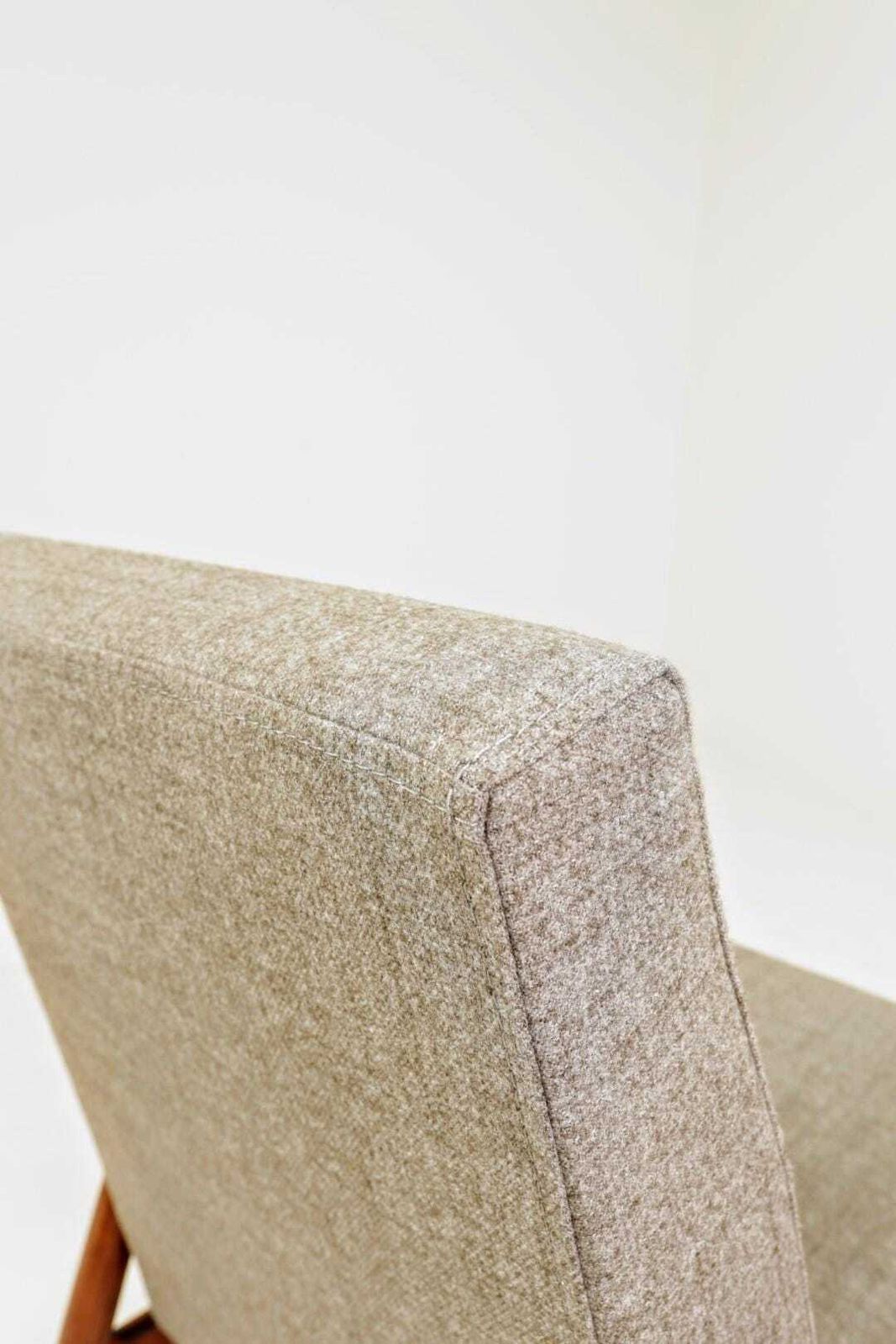 Furniture Scandinavian Lounge Chair Grey Soft Upholstery| Refurbished Vintage Armchair photo