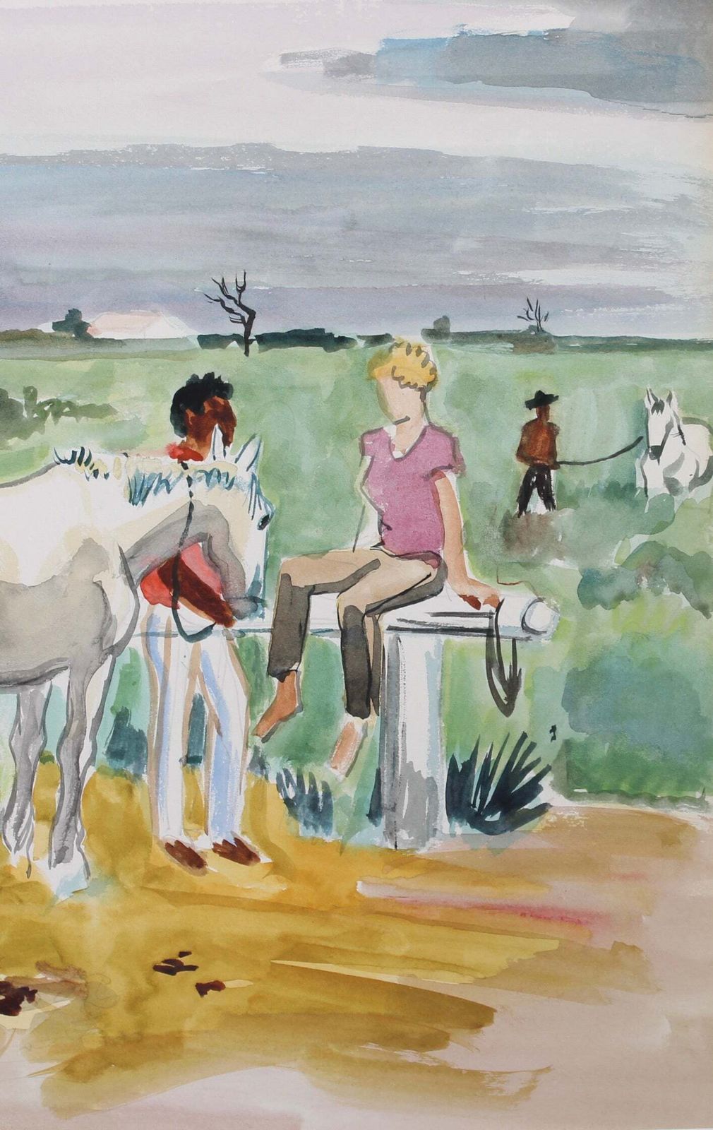 photo for sale 'Gardians With Horses In The Camargue' By Yves Brayer (Circa 1950s)