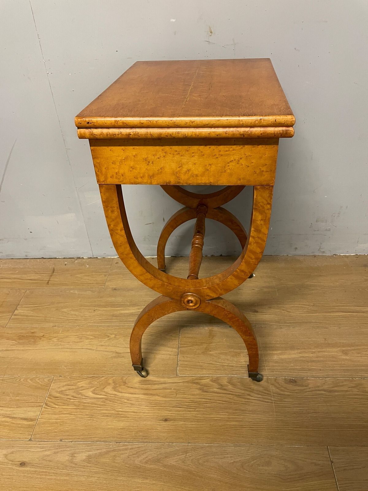 Furniture C19th Biedermeier Birds Eye Maple Card Table photo