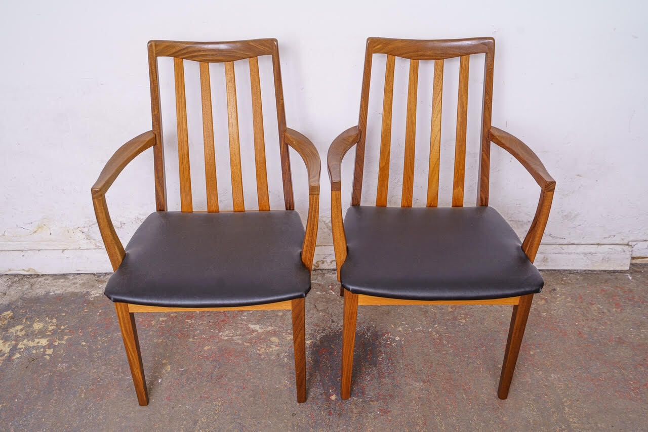 2 G Plan Mid Century Teak Carver Dining Chairs, Newly Upholstered photo buy