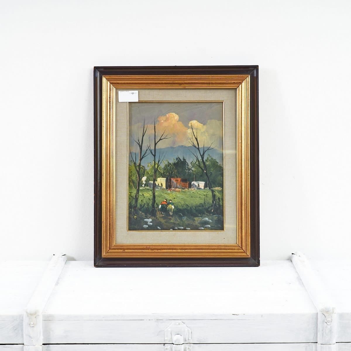 Vintage Oil Painting, Landscape With Figures