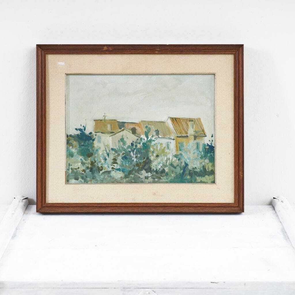 Oil On Canvas Peinture De Pelican Art Vintage, 1970s