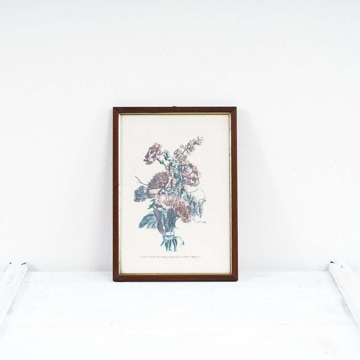 Elegant Antique Botanical Floral Print, 1940s