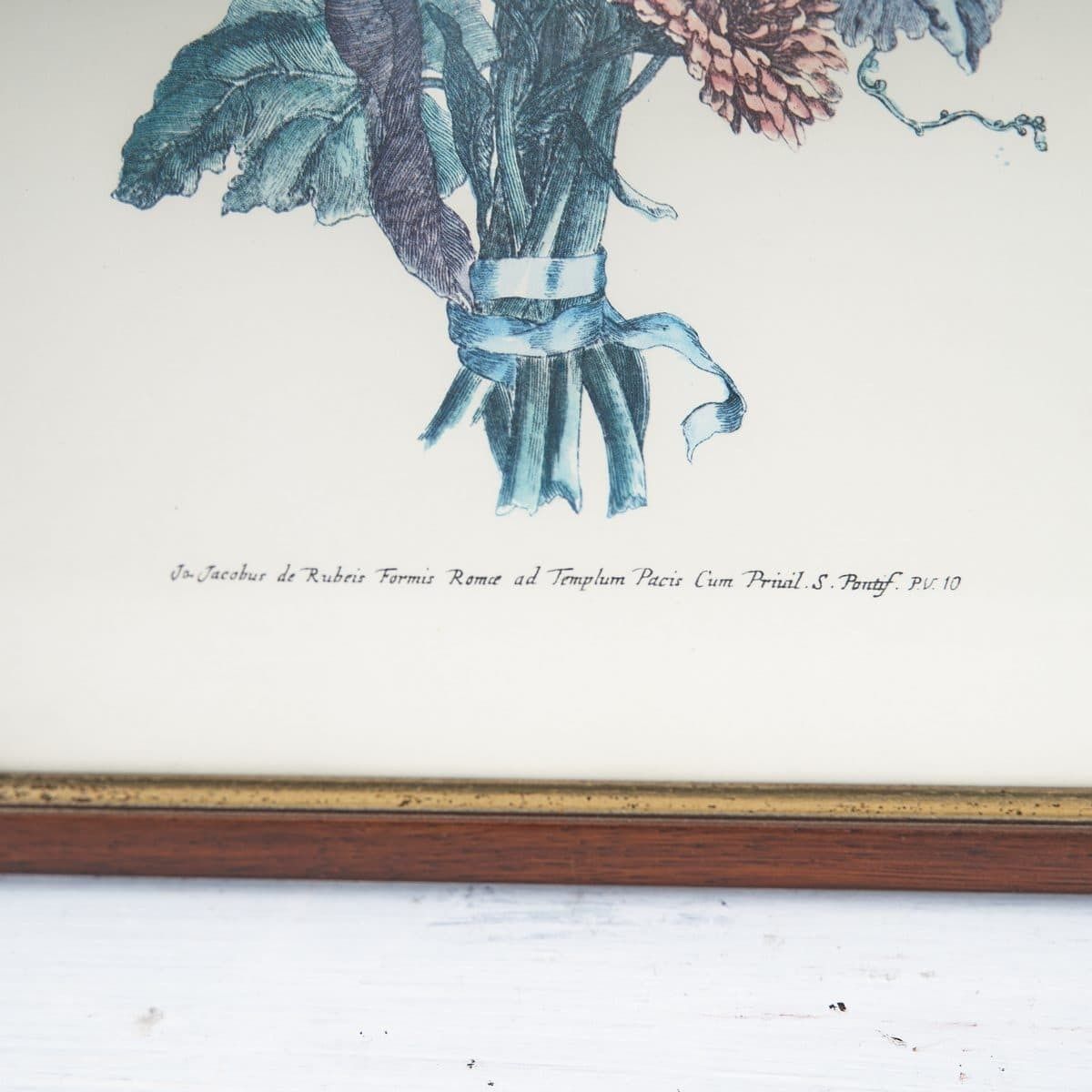 Elegant Antique Botanical Floral Print, 1940s photo furniture