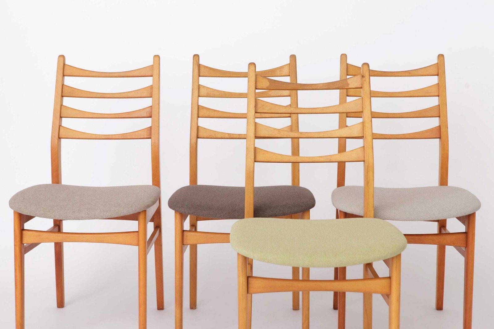 Set Of 4 Vintage Dining Chairs 1970s Germany, Beech Wood Chairs, Restored & Reupholstered, Mid Century Modern photo furniture