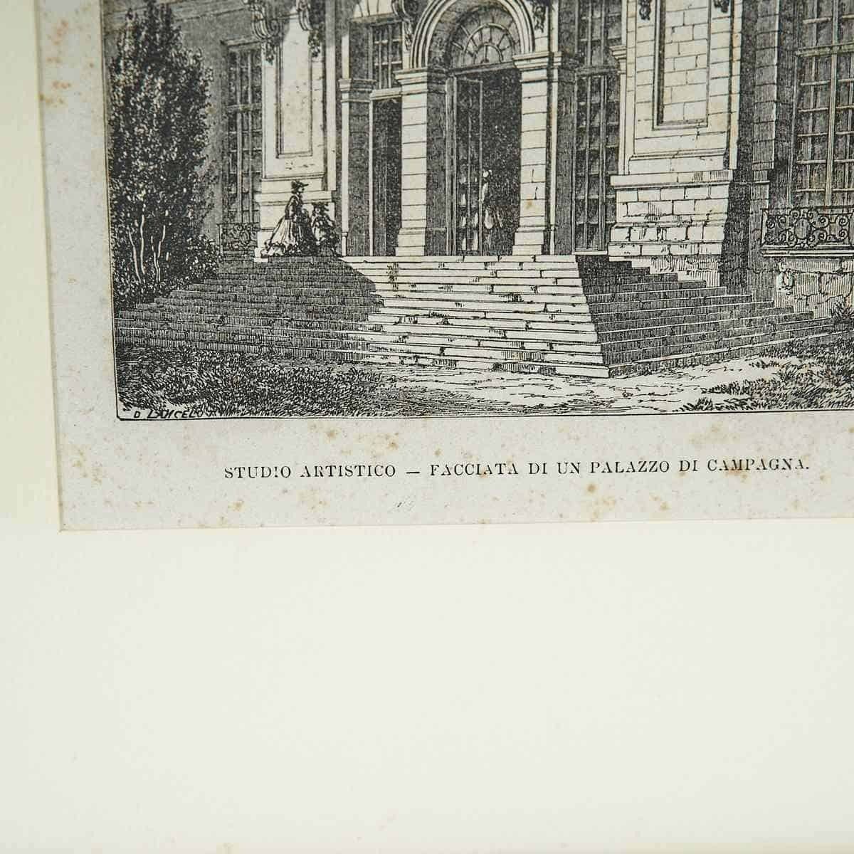 Antique Engraving Print Of The Country Palace Of Bercy Castle photo furniture