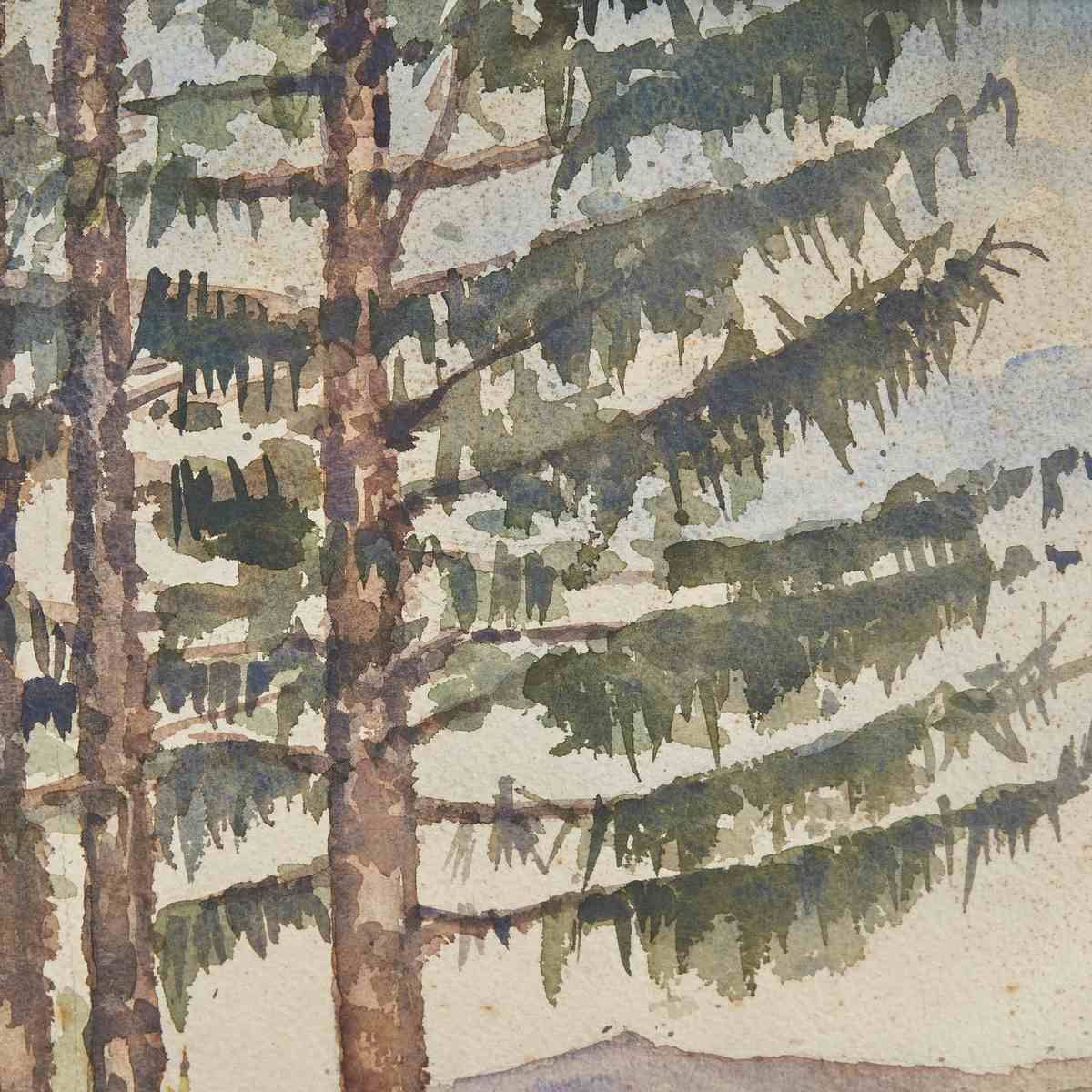 Enchanting Watercolor By Antonio Bonetti From The 1950s, Mountain Landscape photo furniture