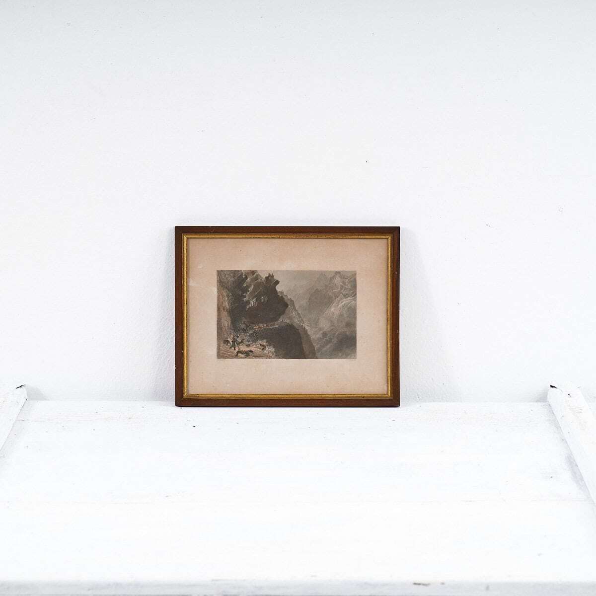 Elegant Antique Print Of A Mountain Landscape
