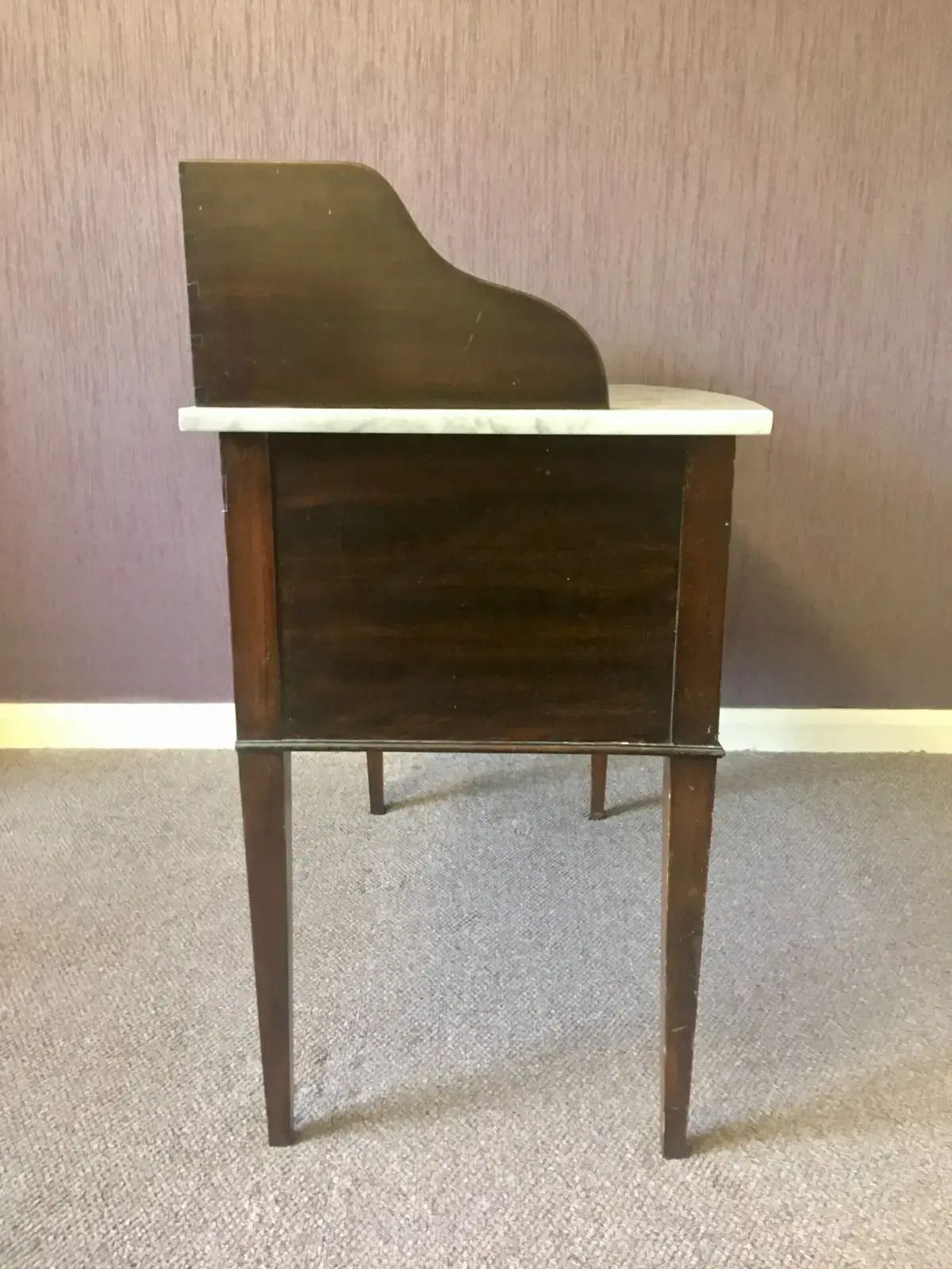 photo vinterior Antique Edwardian Mahogany Vanity/Washstand/Cabinet W Carrara Marble Top
