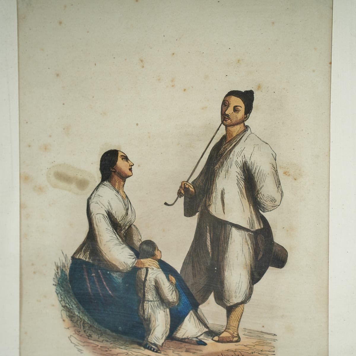 Print By Auguste Walhem “Japanese Fisherman Family”, 20th Century photo for sale