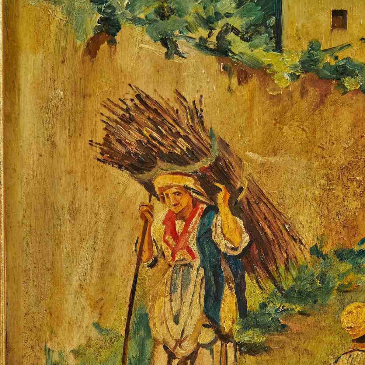 Painting On Wood, The Village Doctor, 1950s photo Art