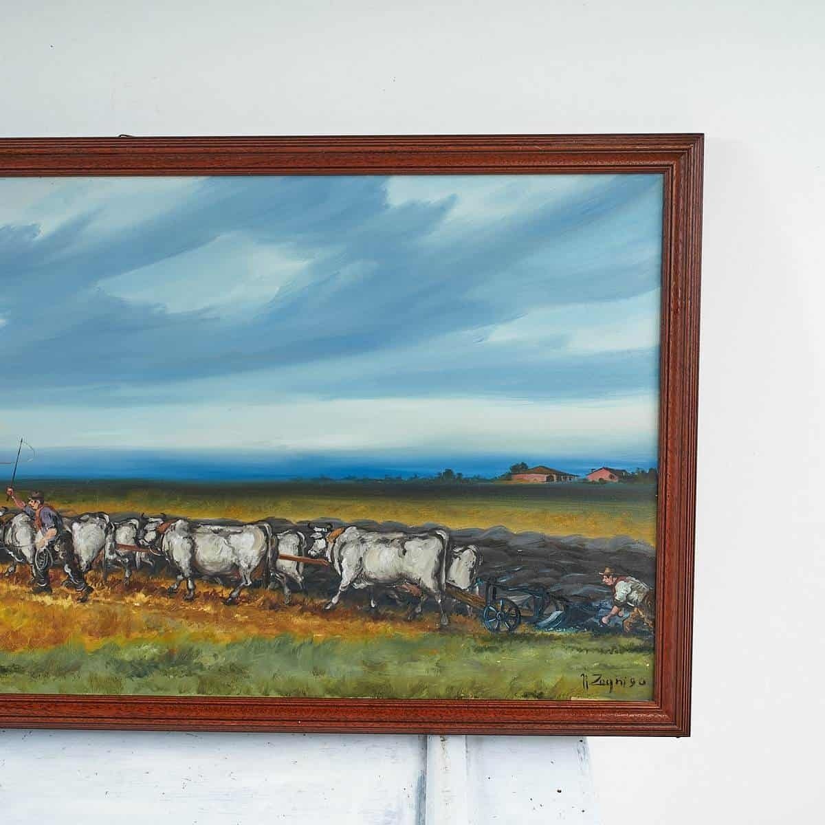 Rural Landscape Painting On Canvas By Nino Zagni, 1990s photo for sale