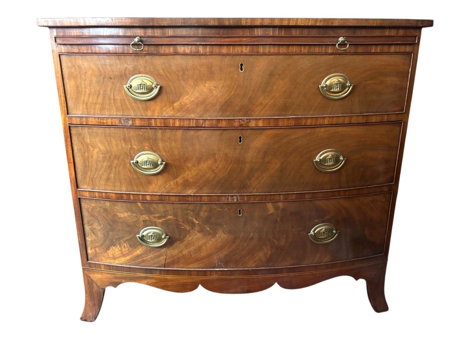 Fine Regency Mahogany Bow Front Chest Of Drawers