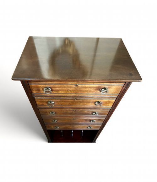 Early 20th Century Mahogany Tall And Narrow Chest Of Drawers photo for sale