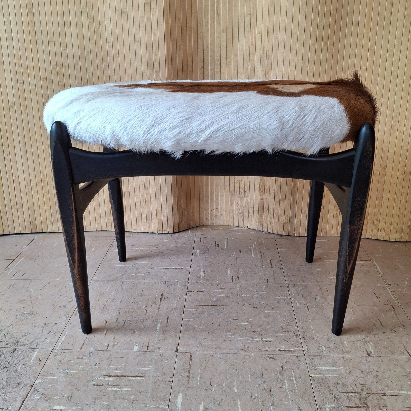 Fab Vintage Mid Century Elliotts Of Newbury Teak Dressing Table Stool Goatskin photo furniture