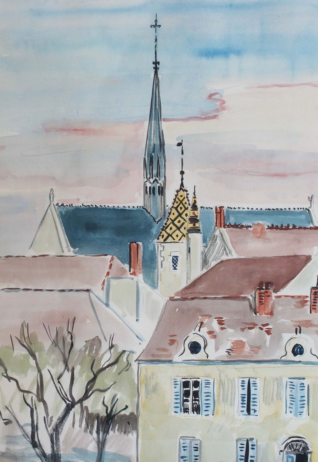 'A Street In Beaune' By Yves Brayer (1961) photo for sale