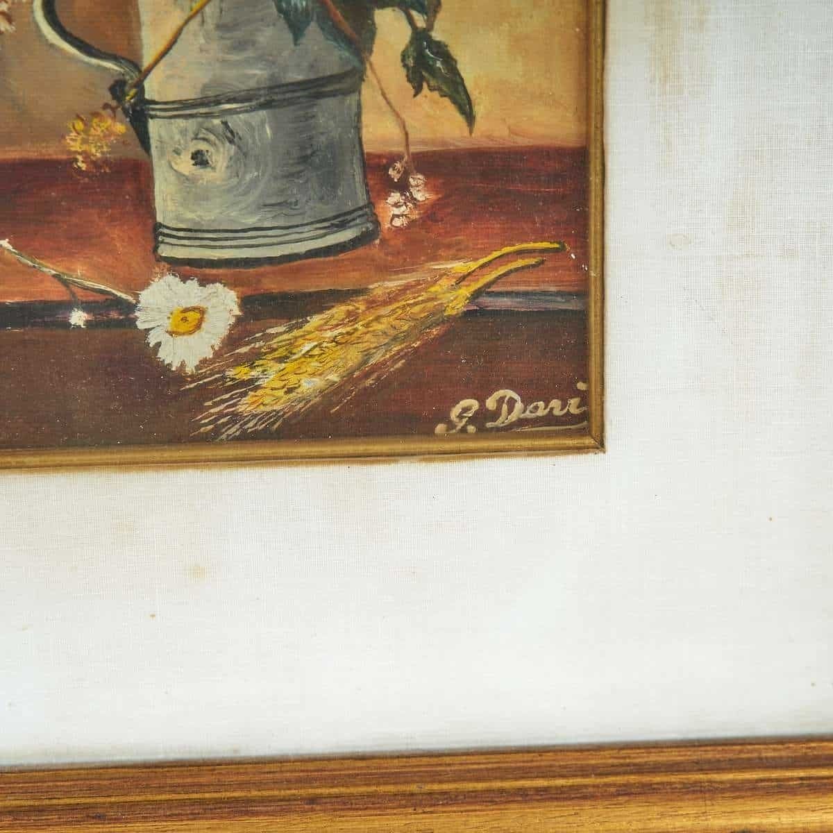 Floral Painting Frame Worked On Wood G. Dari, 1960s photo furniture
