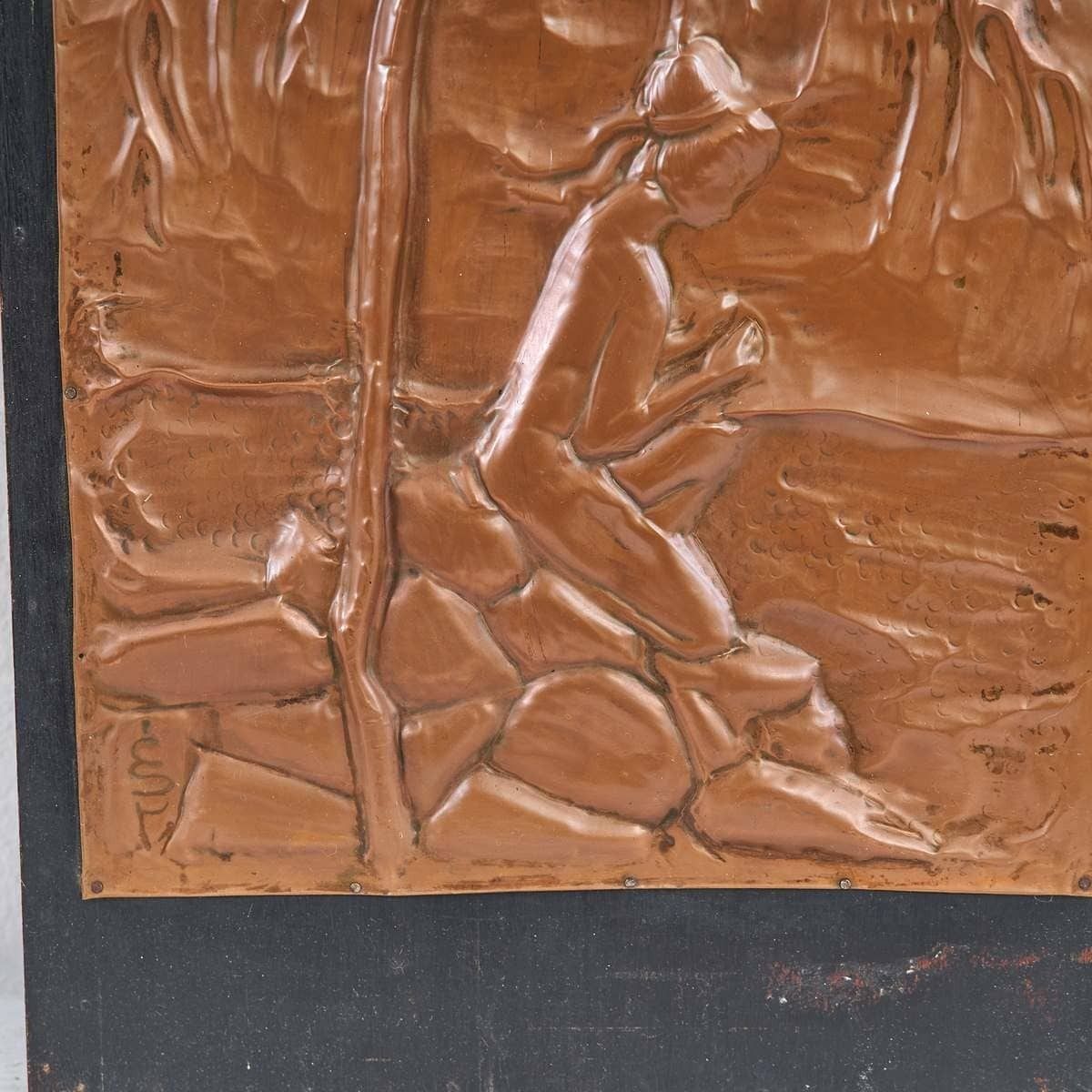 Gedreven Koperen Paneelsculptuur Met Natuurmotieven, Jaren 1970 photo furniture