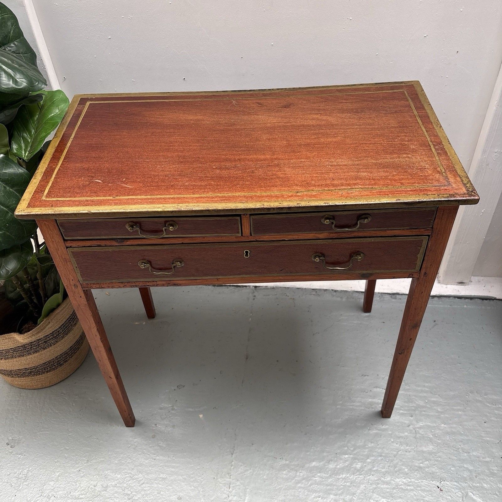 Early 20th Century French Mahogany & Painted Gilt Writing Desk Side Table photo Furniture