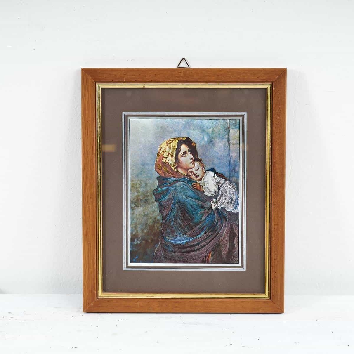 Reproduction Of Roberto Ferruzi's "La Madonnina" With A Classic Frame