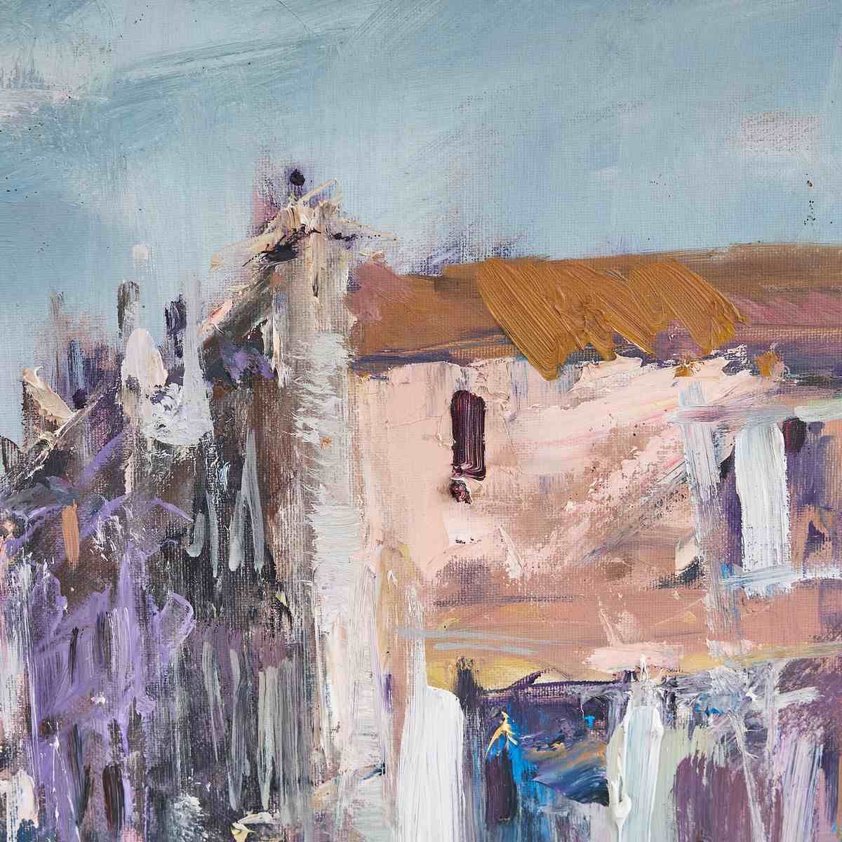 Olieverf Op Doek – Schilderij Van Porto Marino Door Renzo Piccoli photo for sale
