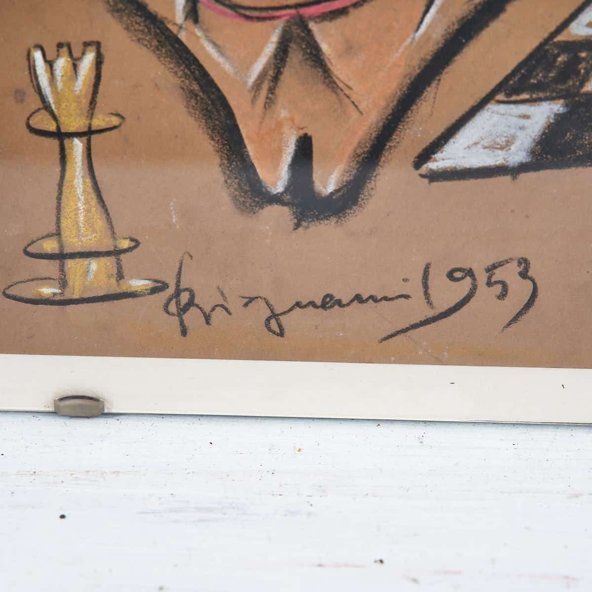 Drawing The Essence Of A Face By Caricatura Bignami, 1953 photo Art