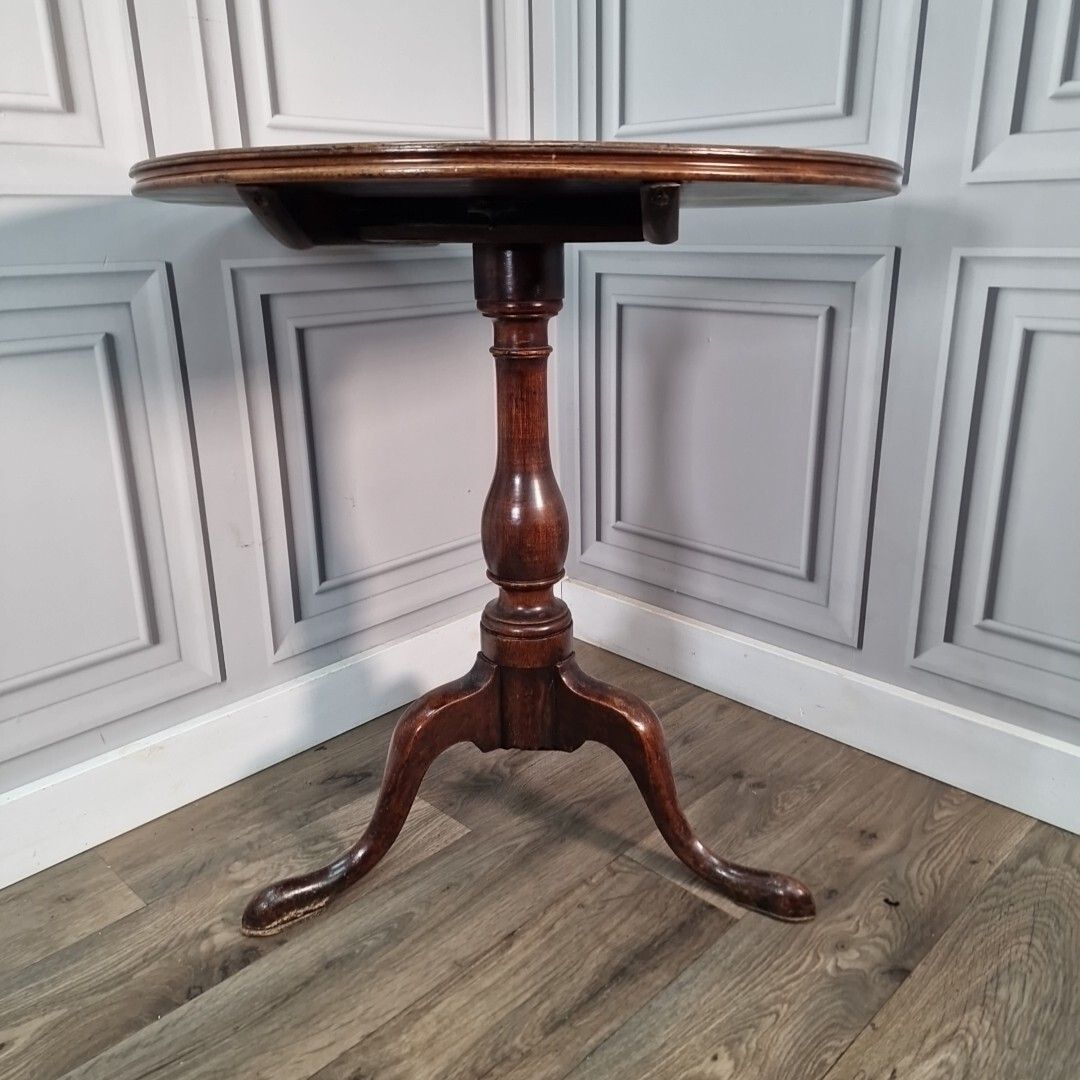 Antique Tilt Top Table Wooden Folding Hall Occasional Wine Side Window Plant photo for sale