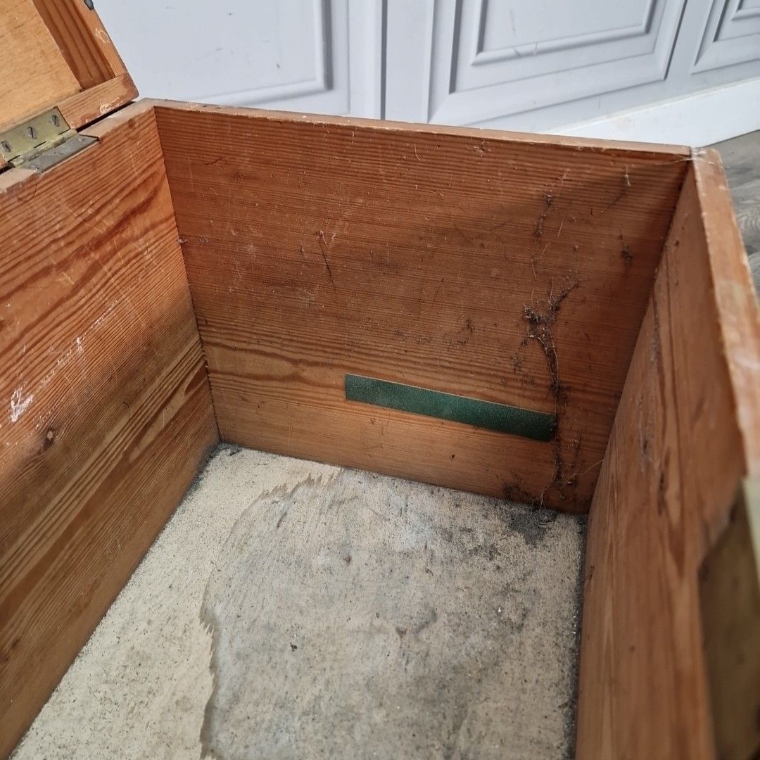 Antique Pine Storage Trunk Chest Wooden Blanket Tool Box Rustic Coffee Table photo vinterior