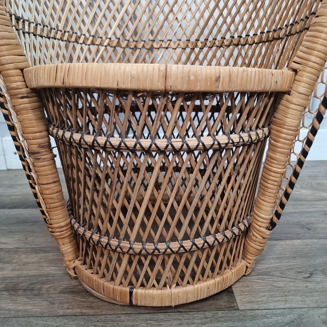 photo for sale Retro Vintage Childs Small Rattan Bamboo Tub Chair Mid Century Seat Boho Tiki