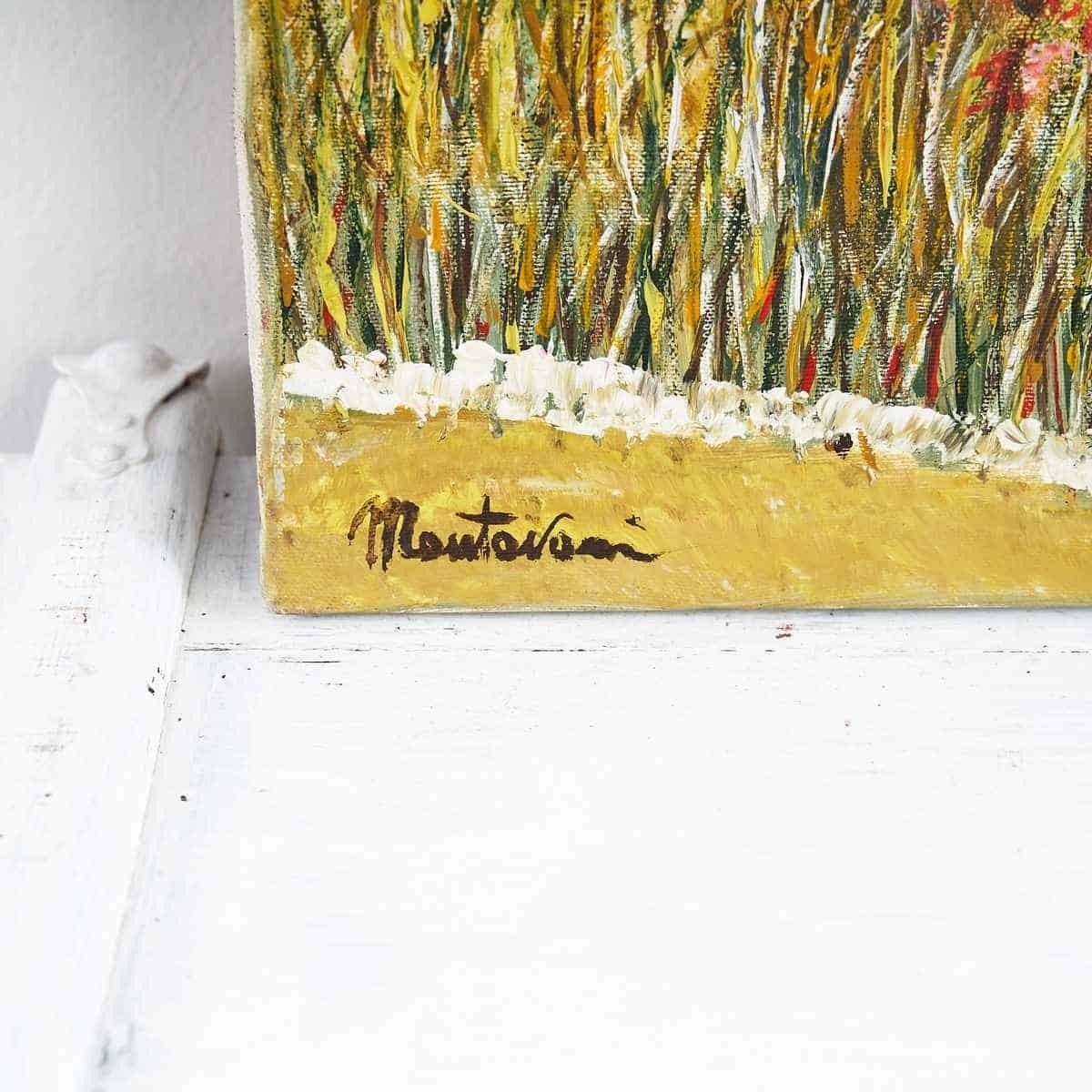 Oil On Canvas Peasant Fresco With Flowers By Costanzo Mantovani photo furniture