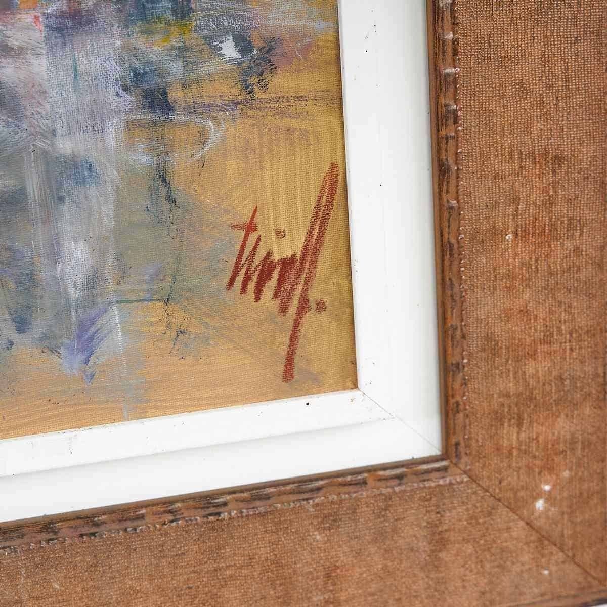 Oil On Canvas Urban Scene By Renzo Piccoli, Painter From Ferrara (Italy) photo furniture