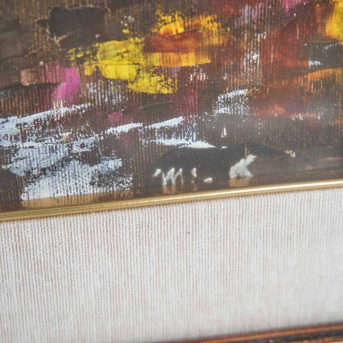 Elegant Oil On Canvas Painting With Colorful Flowers, 1960s photo 241.0