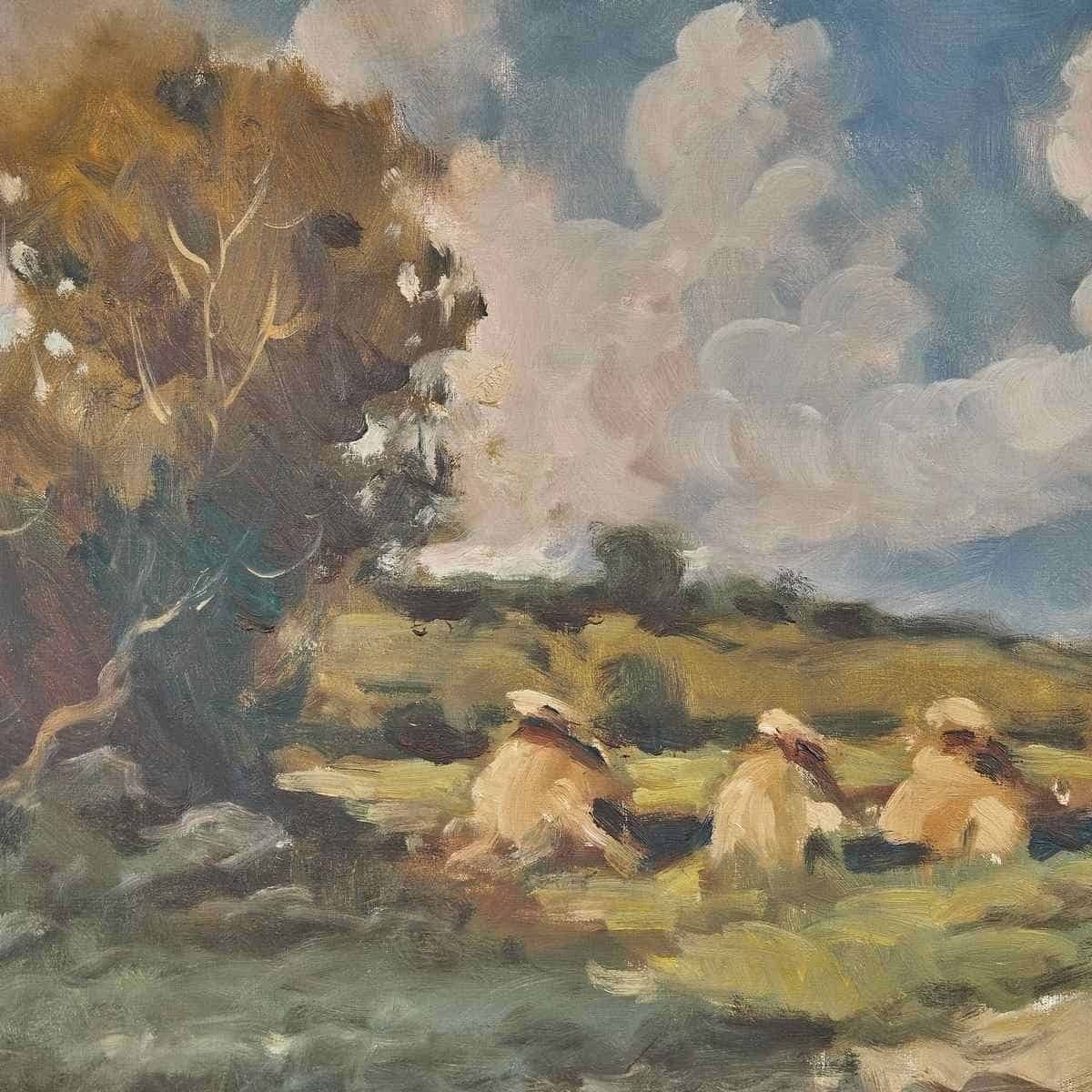 Oil On Canvas Hay Harvest Unique Work Of Art By Juan Gress photo vinterior