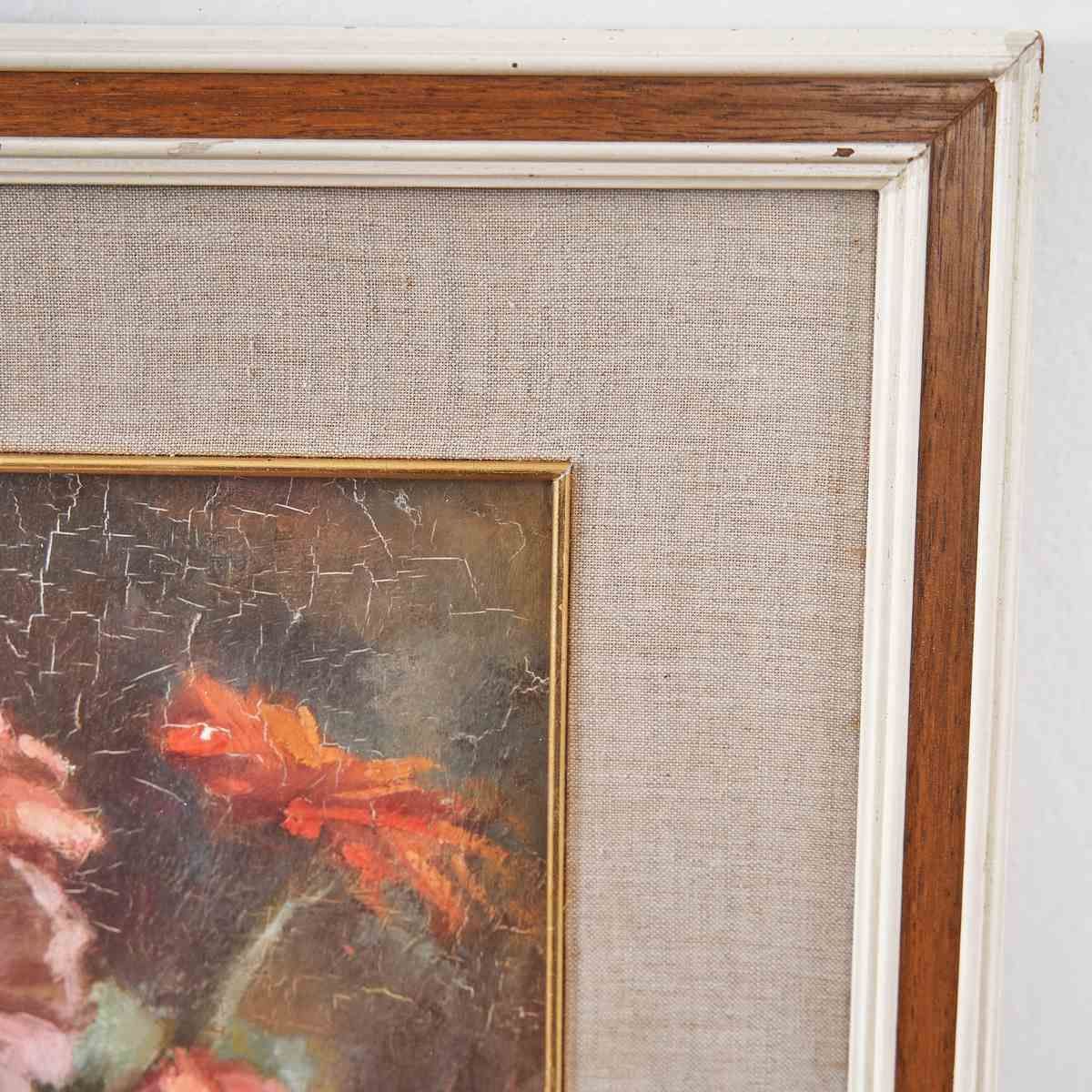 Oil On Canvas Refined Vintage Flower Painting, 1960s photo 241.0