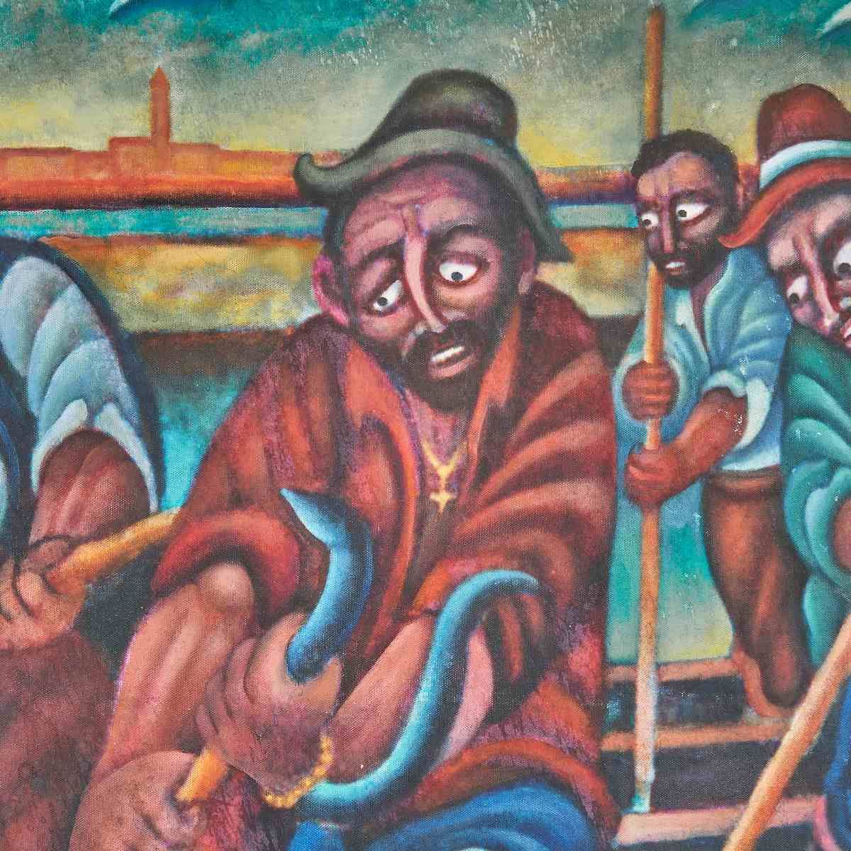 Oil On Canvas Young Fishermen: A Unique Work Of Art By Bruno Fantini photo furniture