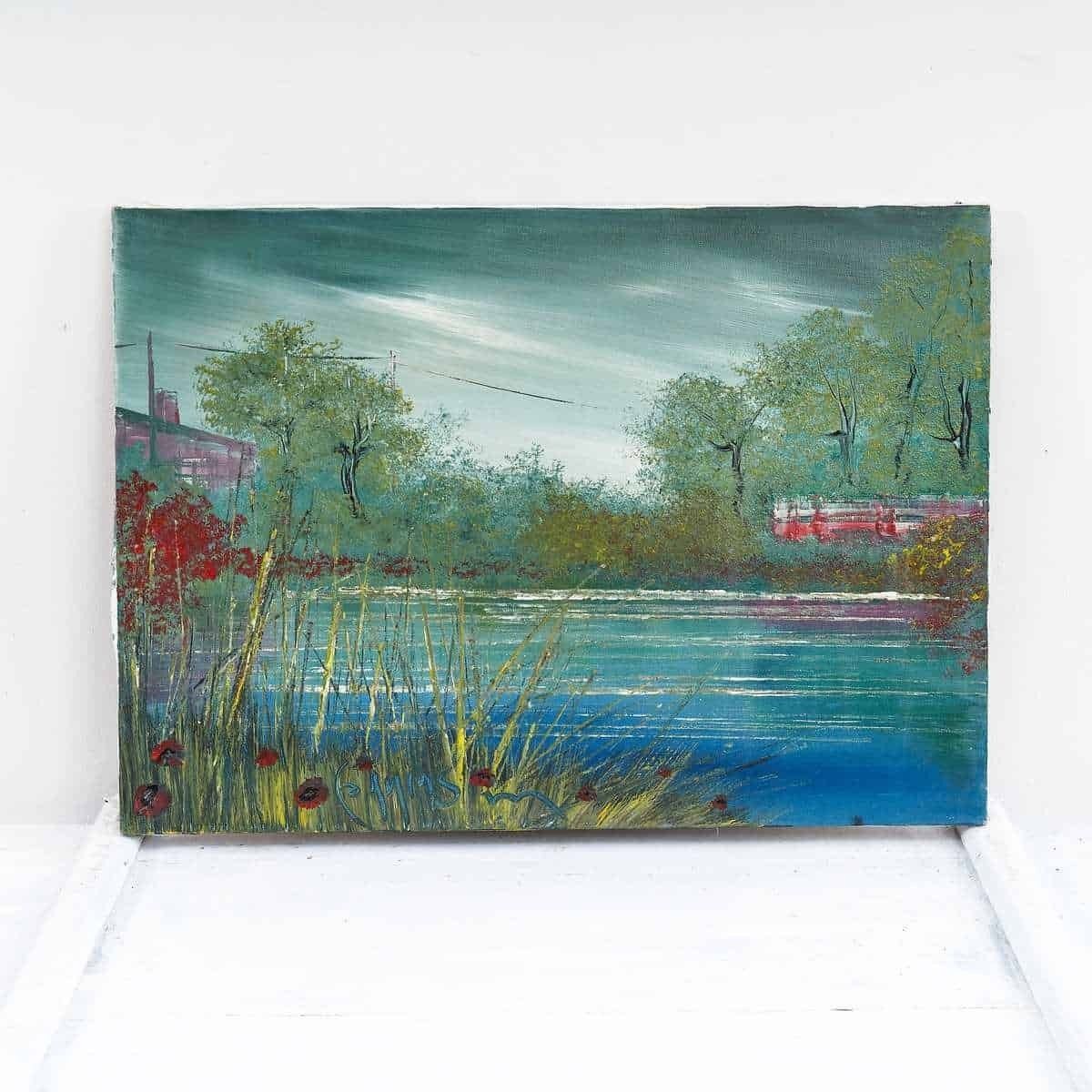 Oil On Canvas Landscape, Unidentified Signature